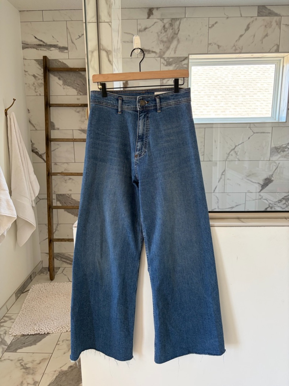 ZARA Marine Dark Blue Wide Leg Jeans